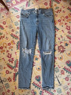 Agolde Light Blue Ripped High-Rise Skinny Jeans